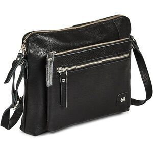 Women Black Imported Leather Polyester Small Soft Pebbled Crossbody Shoulder Bag